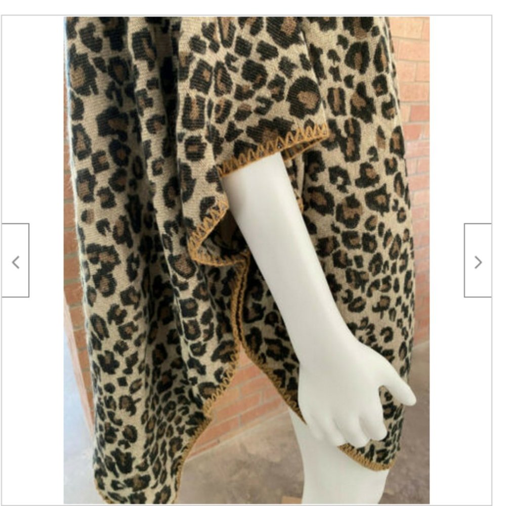 Open Front Leopard Print Jacket Wrap Sweater Os - image 7